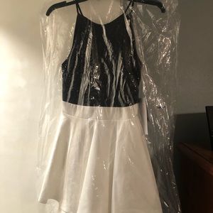 Short black and white dress.